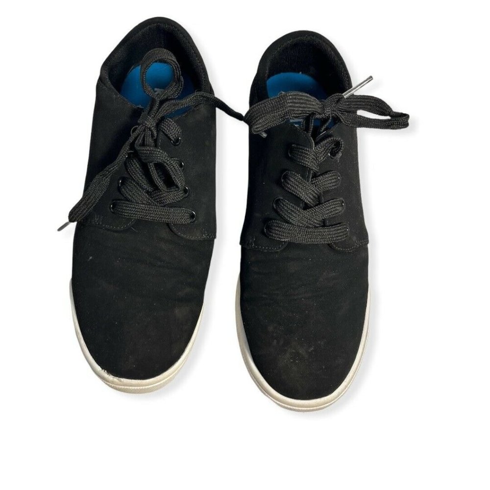 Kidpik Unisex Kids Sneaker Shoes Black Lace Up Low Top Non Marking Skater Suede - Picture 1 of 4